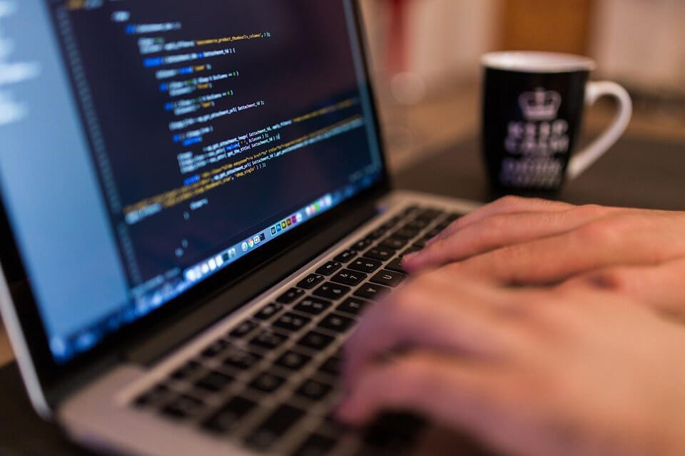 Working employee on computer in office